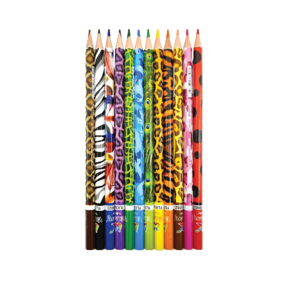 Ξυλομπογιές Λεπτές Τριγωνικές 12τμχ 4 Σχέδια