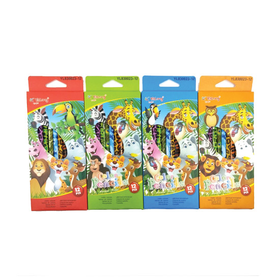 Ξυλομπογιές Λεπτές Τριγωνικές 12τμχ 4 Σχέδια