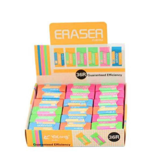 Γόμα Ορθογώνια Μικρή Διάφορα Χρώματα 4x2cm Display 36