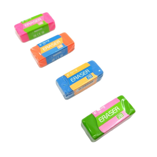 Γόμα Ορθογώνια Μικρή Διάφορα Χρώματα 4x2cm Display 36