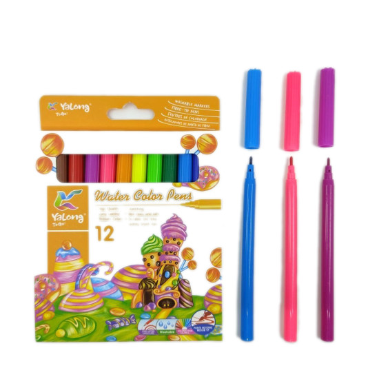 Μαρκαδόροι Λεπτοί Πλενόμενοι Διάφορα Σχέδια 12τμχ Σ40