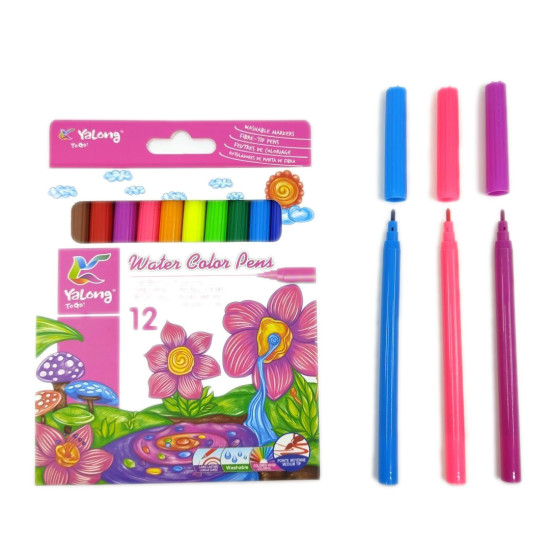 Μαρκαδόροι Λεπτοί Πλενόμενοι Διάφορα Σχέδια 12τμχ Σ40