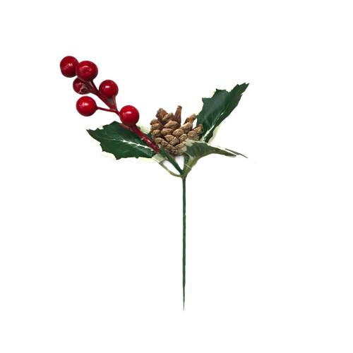 Χριστουγεννιάτικο Διακοσμητικό Κλαδί Berries Κουκουνάρι 27cm