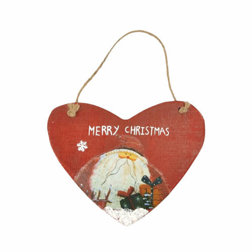 Χριστουγεννιάτικο Κρεμαστό Ξύλινη Καρδιά Merry Christmas 18x14cm