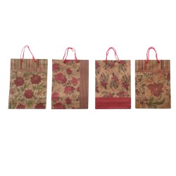 Τσάντα Δώρου Μπορντό-Μπέζ Λουλούδια Διάφορα Σχέδια 31,5x10x42cm