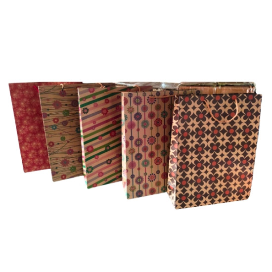 Τσάντα Δώρου Kraft Λουλούδια Διάφορα Σχέδια 32x10x42cm Σ12