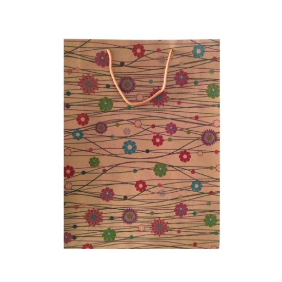 Τσάντα Δώρου Kraft Λουλούδια Διάφορα Σχέδια 32x10x42cm Σ12