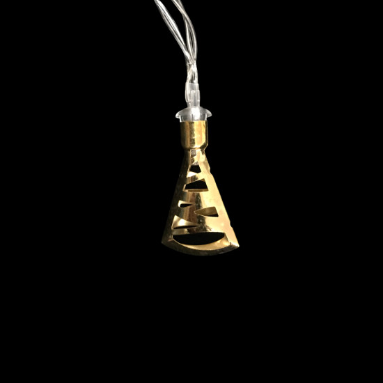 10 Διακοσμητικά Λαμπάκια Led Μπαταρίας Χρυσές Καμπάνες Λευκό Θερμό 2m