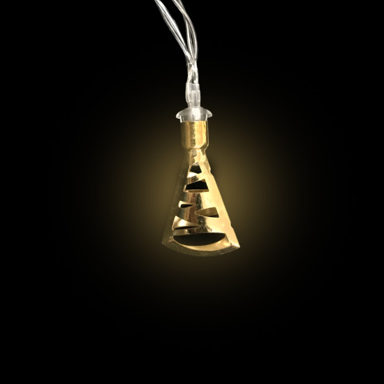 10 Διακοσμητικά Λαμπάκια Led Μπαταρίας Χρυσές Καμπάνες Λευκό Θερμό 2m