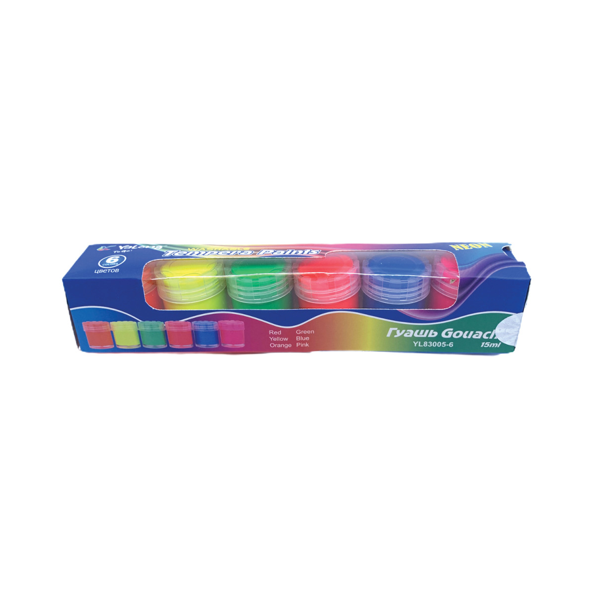 Τέμπερες Πλενόμενες Σε Βαζάκια Neon Χρώματα 15ml 6τμχ 3x21x4cm Σ24