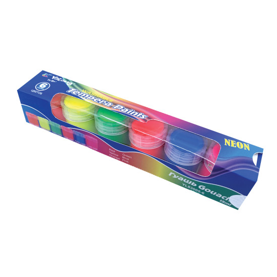 Τέμπερες Πλενόμενες Σε Βαζάκια Neon Χρώματα 15ml 6τμχ 3x21x4cm Σ24