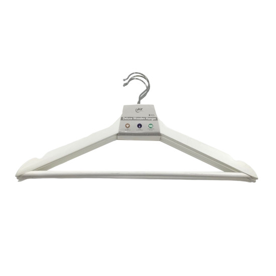 Κρεμάστρα Σετ Ξύλινη Λευκή 22x42cm 3 τμχ Σ40