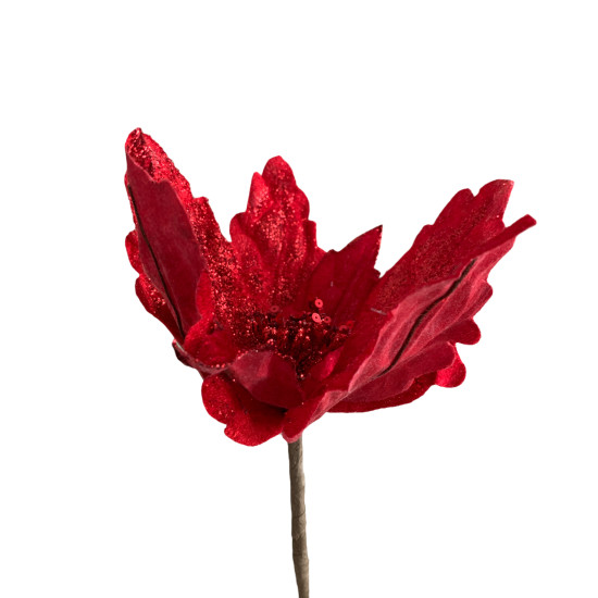 Χριστουγεννιάτικο Διακοσμητικό Αλεξανδρινό Κόκκινο Glitter 45cm