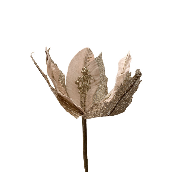 Χριστουγεννιάτικο Διακοσμητικό Αλεξανδρινό Σαμπανί Ανάγλυφη Δαντέλα Χρυσή Φ28 15cm Σ720