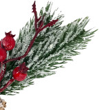 Χριστουγεννιάτικο Διακοσμητικό Κλαδί Ελάτου Berries Ρόδια Κουκουνάρια 29cm