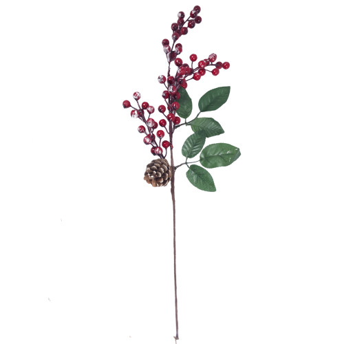 Χριστουγεννιάτικο Διακοσμητικό Κλαδί Berries Κουκουνάρι Φύλλα 54cm Σ240