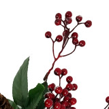 Χριστουγεννιάτικο Διακοσμητικό Κλαδί Berries Κουκουνάρια Φύλλα 43cm