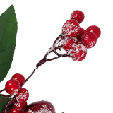 Χριστουγεννιάτικο Διακοσμητικό Κλαδί Berries Κουκουνάρια Φύλλα Χιονισμένο 24cm Σ120