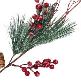 Χριστουγεννιάτικο Διακοσμητικό Κλαδί Berries Κουκουνάρια Χιονισμένο 56cm
