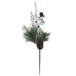 Χριστουγεννιάτικο Διακοσμητικό Κλαδί Χιονισμένο Χιονάνθρωπος 30cm