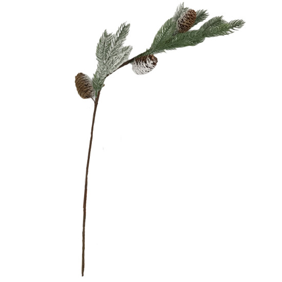 Χριστουγεννιάτικο Διακοσμητικό Κλαδί Ελάτου Χιονισμένο Κουκουνάρια 80cm