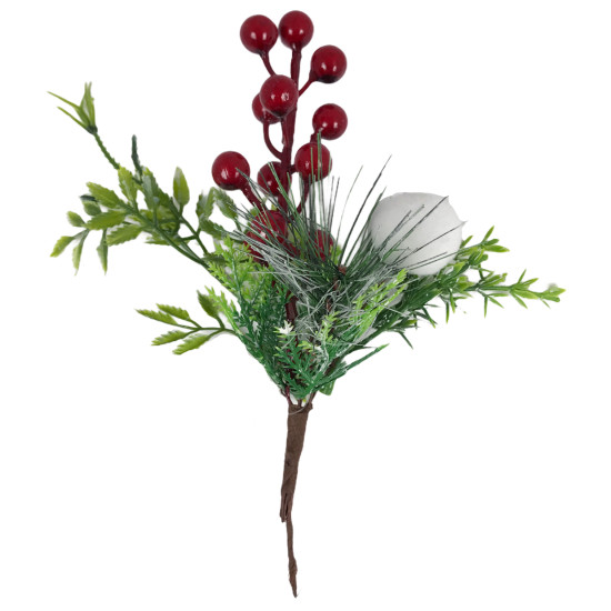 Χριστουγεννιάτικο Διακοσμητικό Κλαδί Berries Βαμβάκι 23cm
