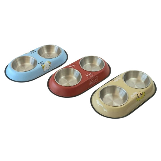 Μπολ Φαγητού Κατοικιδίου Διπλό Μεταλ. 38,5cm Σ100