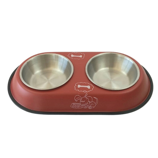 Μπολ Φαγητού Κατοικιδίου Διπλό Μεταλ. 38,5cm Σ100