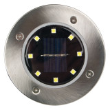 Ηλιακό Φανάρι Στρογγυλό Ασημί Γκαζόν 8 Led 12cm Σ4