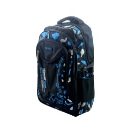 Σχολική Τσάντα - Σακίδιο Εφηβικό Πολυθεσικό Μαύρο Με Μπλε 26x16x40cm