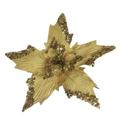 Χριστουγεννιάτικο Διακοσμητικό Αλεξανδρινό Χρυσό Βελουτέ Πούλιες Φ30 17cm
