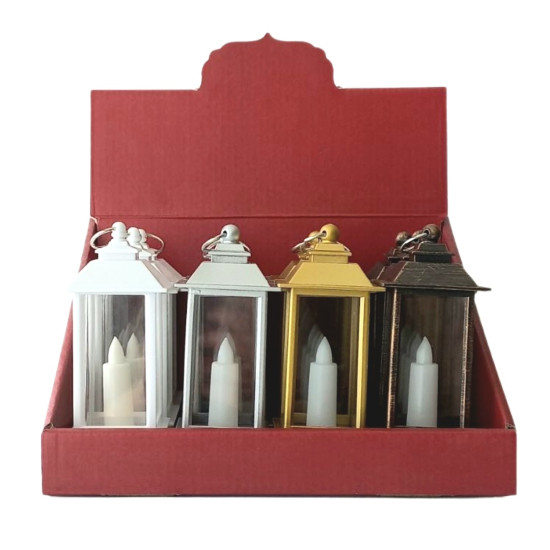 Διακοσμητικό Φανάρι Κερί Led 4 Χρώματα 5,4x5,4x12,5cm Display 12