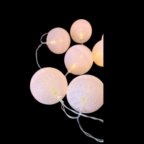 10 Διακοσμητικά Λαμπάκια Led Μπαταρίας Μπάλες 6cm Ροζ Δαντέλα 1,35m