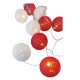 10 Διακοσμητικά Λαμπάκια Led Μπαταρίας Μπάλες 6cm Κόκκινες-Λευκές Δαντέλα 1,35m