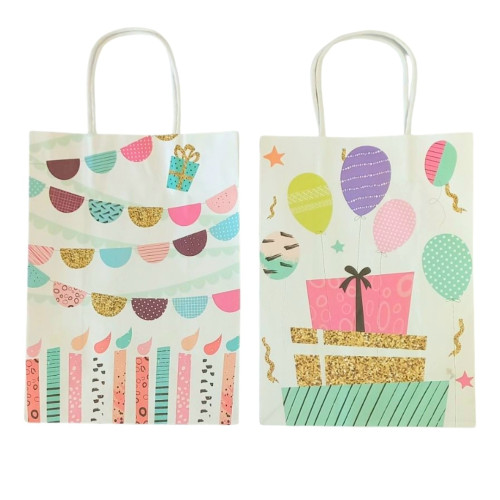 Τσάντα Δώρου Kraft Happy Birthday 4 Σχέδια 26x12x33cm Σ12