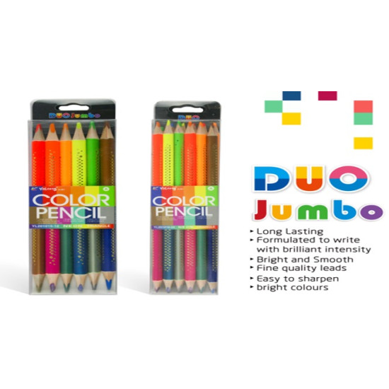 Ξυλομπογιές Χοντρές Διπλές 6τμχ 12 Χρώματα Σ72