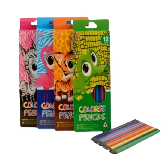 Ξυλομπογιές Λεπτές Μαύρες 12τμχ Διάφορα Σχέδια Σ8