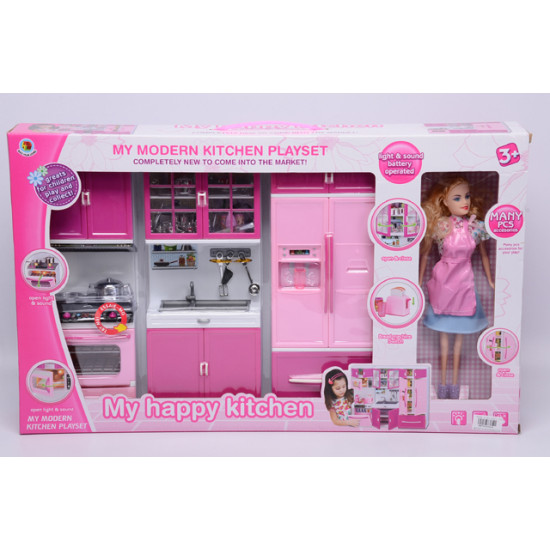 Κούκλα Μανεκέν 29cm Και Κουζίνα  Με Ήχο & Φως