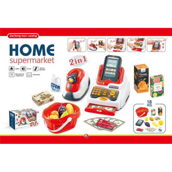 Ταμειακή Μηχανή Με Ψώνια, Χρήματα, Κάρτα & Σκάνερ, Σετ 18τμχ