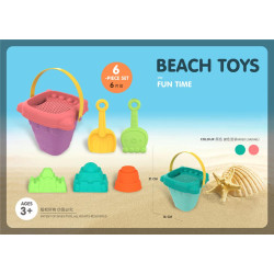 Σετ Άμμου - Θάλασσας Κουβαδάκι 13cm & Αξεσουάρ Διάφορα Χρώματα 6τμχ