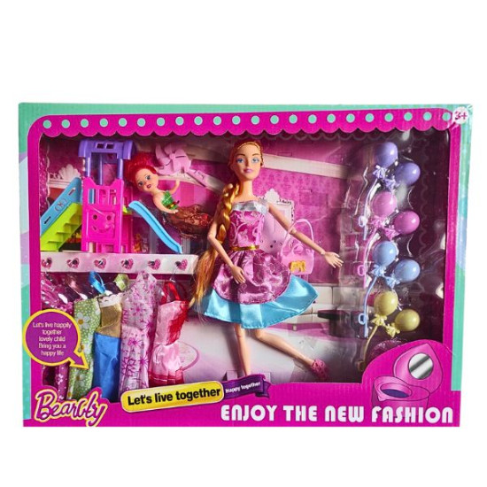 Κούκλα Μανεκέν 29cm Με Κούκλα Μίνι, Φορέματα, & Αξεσουάρ