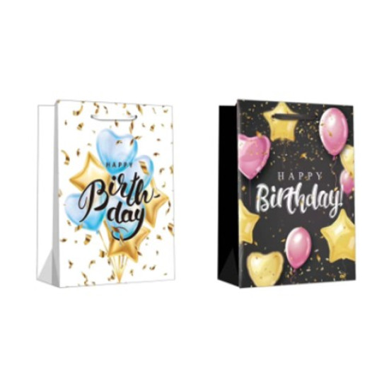 Τσάντα Δώρου Χάρτινη Happy Birthday 4 Σχέδια 26x32x10cm Σ12