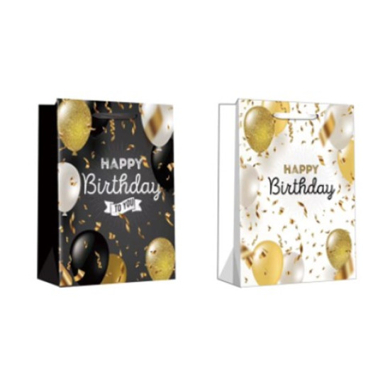 Τσάντα Δώρου Χάρτινη Happy Birthday 4 Σχέδια 26x32x10cm Σ12