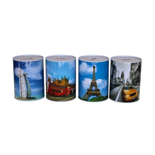 Κουμπαράς Μεταλλικός Πόλεις 12x16cm 4 Σχέδια