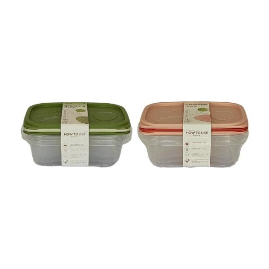 Σετ Φαγητοδοχεία 3τμχ 1lt 2 Χρώματα 19x13x6cm