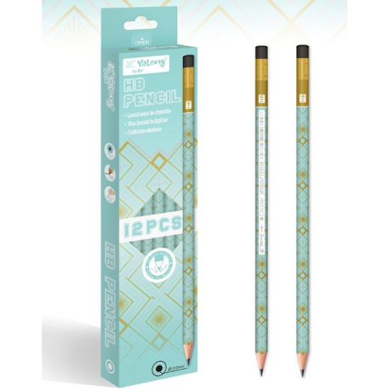 Μολύβια ΗΒ Με Γόμα Τυρκουάζ 12τμχ