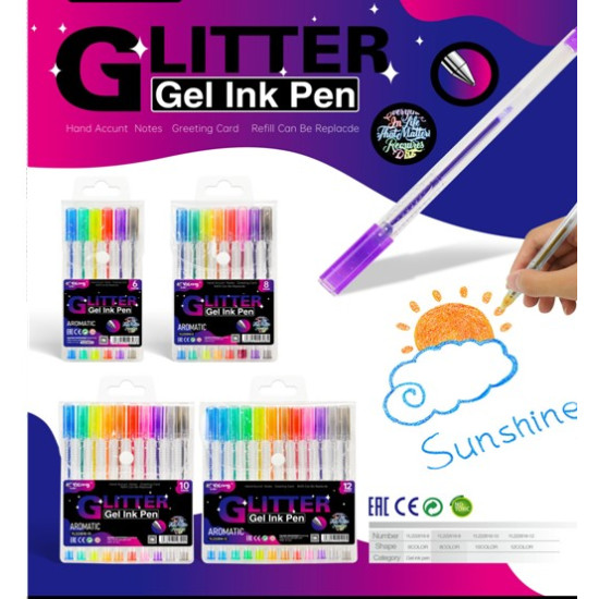 Στυλό Glitter Διάφορα Χρώματα Σετ 6τμχ Σ24