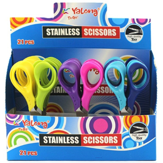 Ψαλίδι Σε Σταντ Δίχρωμη Λαβή 13cm 3Χρώματα 13x9x9cm Display 21