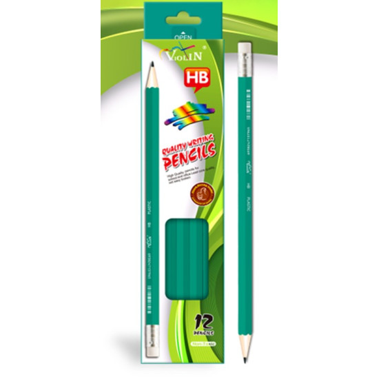 Μολύβια ΗΒ Με Γόμα Πράσινο 12τμχ 21x5x1,5cm Σ12