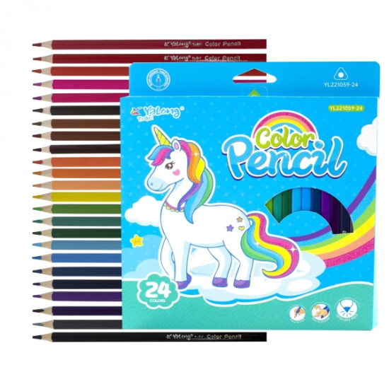 Ξυλομπογιές Λεπτές Μονόκερος 24τμχ 4 Σχέδια Σ4